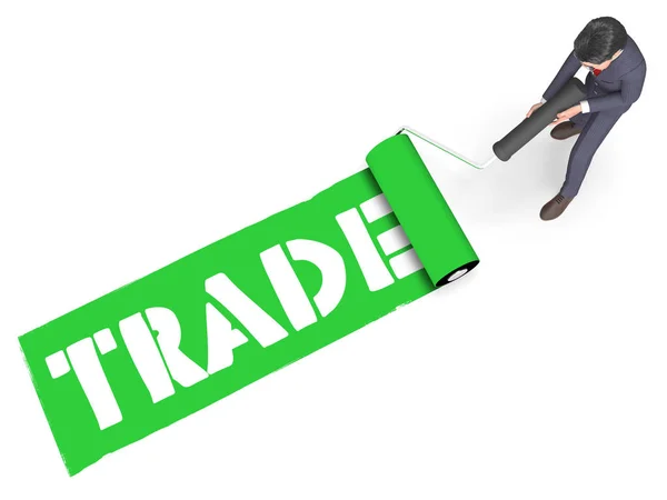 Handel verf vertegenwoordigt verkopen en zakelijke 3d Rendering — Stockfoto