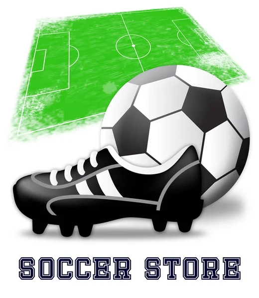 Soccer Store Shows Football Shop 3d Illustration — Stock Photo, Image