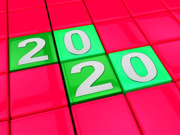 Twee duizend drieëntwintig geeft aan nieuwe jaar 2020 3d illustratie — Stockfoto