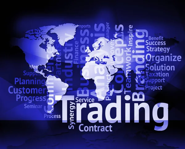 Trading słowo oznacza tekst sprzedaż i biznes — Zdjęcie stockowe