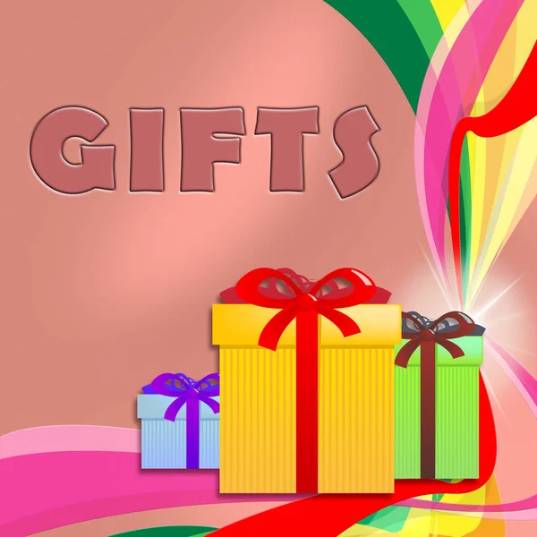 Giftbox Gifts Shows Birthday Present Celebrations 3d Illustratio — Stock Photo, Image