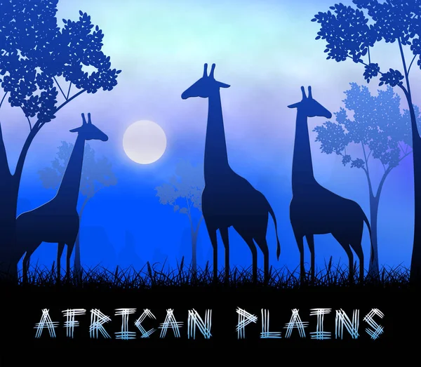野生動物を示すアフリカ平原予約 3 d イラストレーション — ストック写真