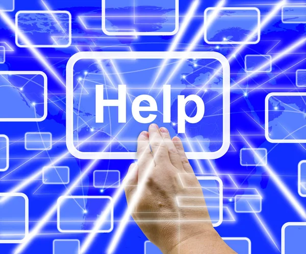 Help Button Showing Assistance Support 3d Rendering — Stock Photo, Image