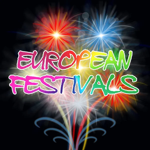 Europeiska Festival fyrverkerier visar Europa pyrotekniska händelse — Stockfoto