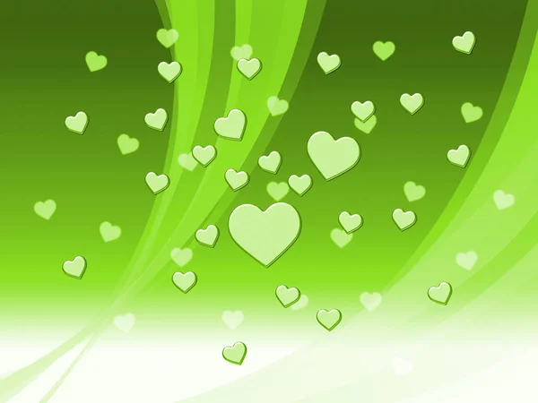 Elegant Green Hearts Background Means Delicate Passion Or Fine W — Stock Photo, Image