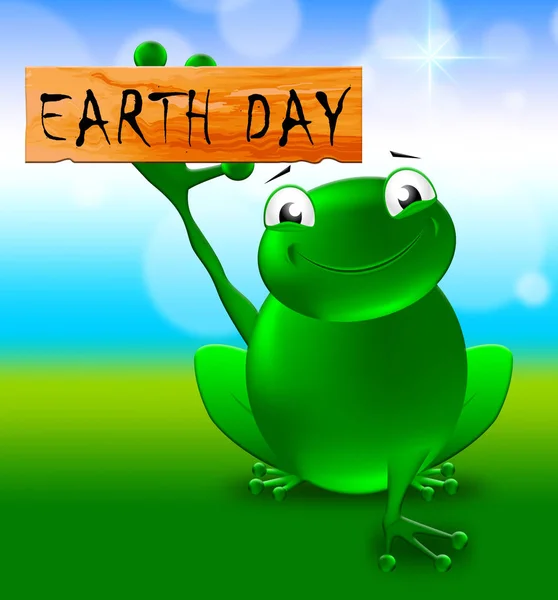 Le signe du Jour de la Terre montre une illustration 3D respectueuse de l'environnement — Photo