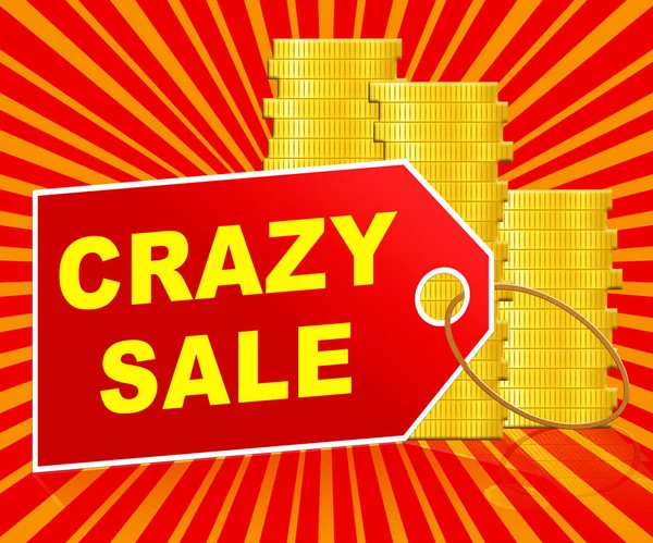 Crazy Sale Meaning Retail Clearance 3d Illustration — Stock Photo, Image