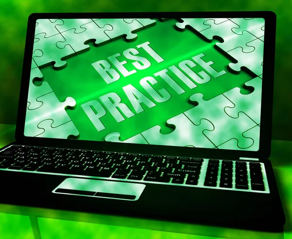 Best Practice On Laptop Showing Practices 3d Rendering — Stock Photo, Image