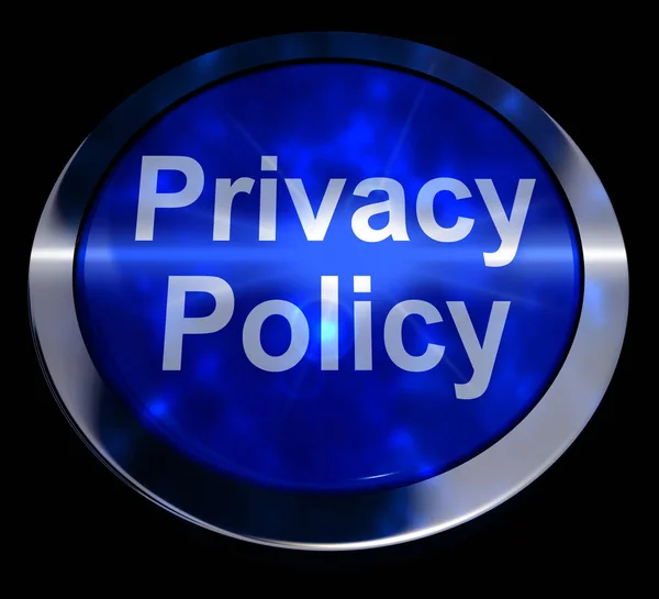 Prywatności Polityka przycisk w danych firmy wyświetlone niebieskie renderowania 3d — Zdjęcie stockowe