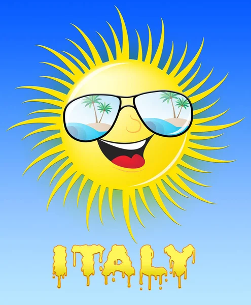 İtalya gülümseyen güneş güneşli 3d çizim anlamına gelir — Stok fotoğraf