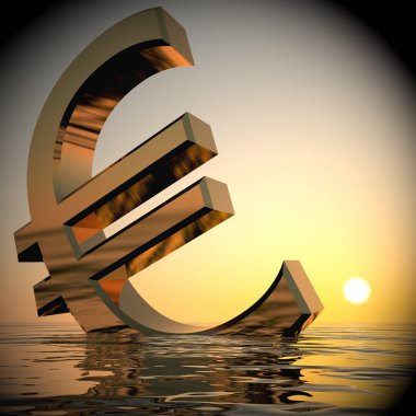 Batan euro ve depresyon durgunluk 3d gösterilen günbatımı Renderin