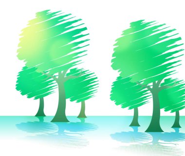 Ormanda dalları ve çayırlar kırsal ağaçlar temsil eder