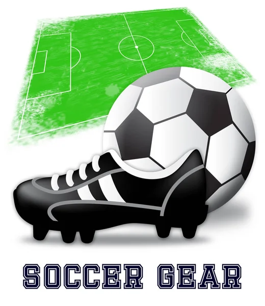 Piłki nożnej pokazuje sprzęt piłkarski 3d ilustracja — Zdjęcie stockowe