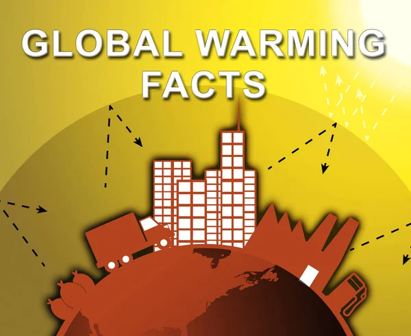 Факты о глобальном потеплении показывают изменение климата 3d иллюстрация — стоковое фото
