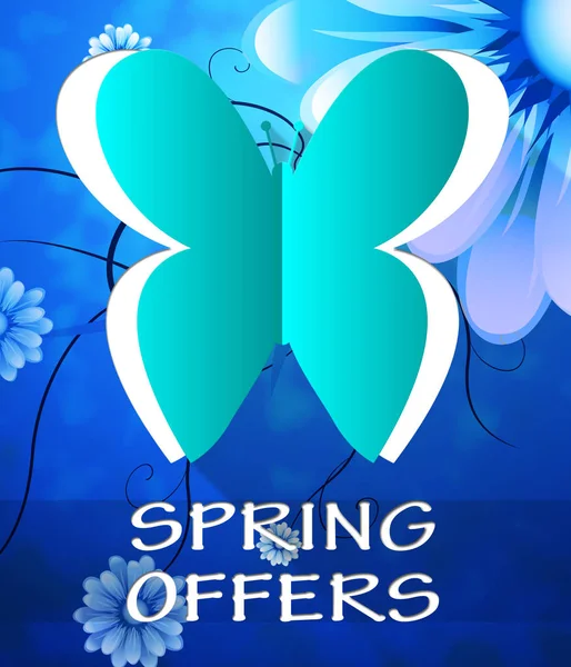 Spring Offers Butterfly Shows Bargains Offers 3d Illustration — Stock Photo, Image