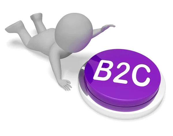 B2c Button Meaning Business To Customer 3d Rendering — Stock Photo, Image