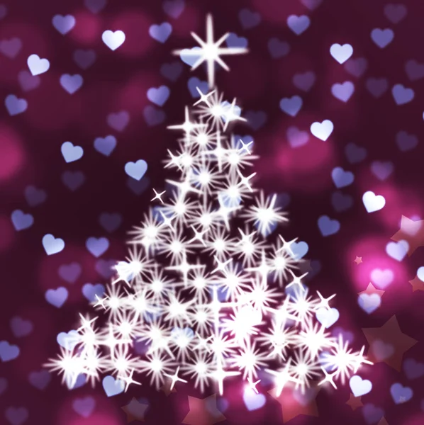 Mauve kerstboom vertegenwoordigt Bokeh verlichting en kleur — Stockfoto