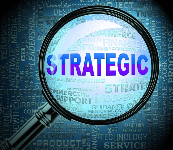 ビジネス戦略を意味する戦略的な拡大鏡 3 d レンダリング — ストック写真