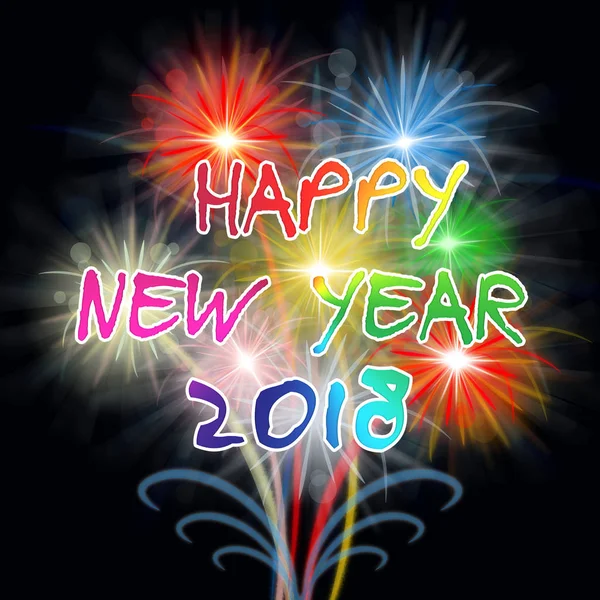 Feliz Ano Novo 2018 Fogos de artifício mostra celebração pirotécnica — Fotografia de Stock