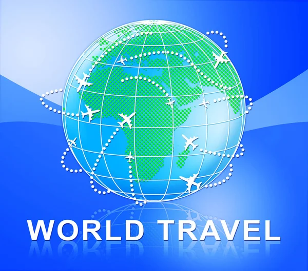 Viagem Mundial Indica Planeta Viajante Ilustração 3D — Fotografia de Stock
