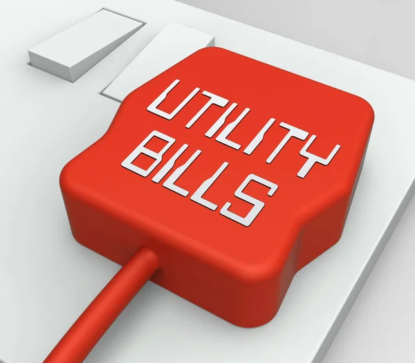 Utility Bills Plug mostra faturas elétricas renderização 3d — Fotografia de Stock