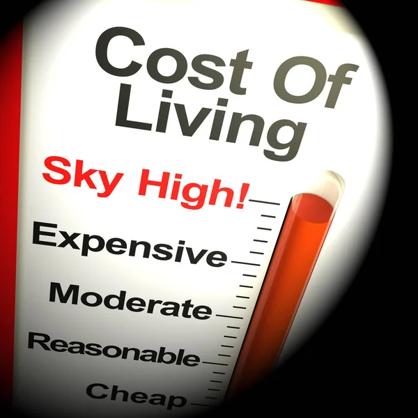 Cost Of Living Expenses Sky High Monitor 3d Rendering — Stock Photo, Image