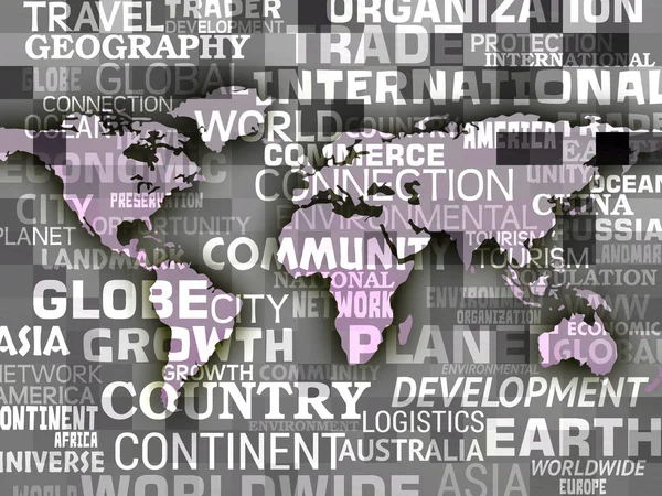 Världshaven karta bakgrund menande International — Stockfoto