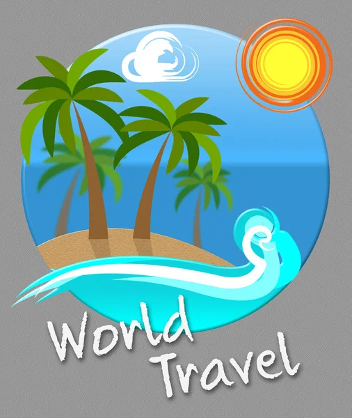 World Travel havet och stranden indikerar Planet Traveller — Stockfoto