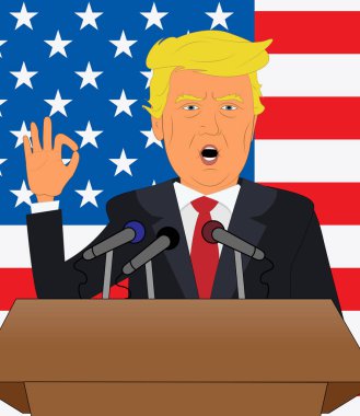 Donald Trump kabul konuşma konferans 3d çizim