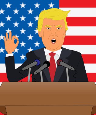 Donald Trump Tamam konuşma konferans 3d çizim
