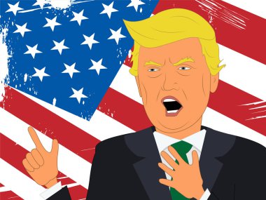 Amerika Birleşik Devletleri Başkanı Donald Trump 3d illüstrasyon konuşmak