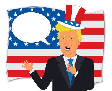 Amerika Birleşik Devletleri konuşma ve Donald Trump 3d çizim