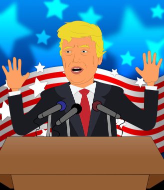 Donald Trump eller konuşma toplantısı 3d çizim