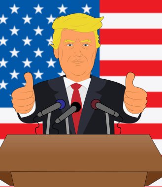 Donald Trump başparmak konuşma konferans 3d çizim