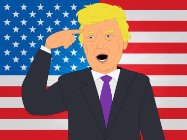 Donald Trump akıllı Başkan gösterilen düşünme 3d çizim