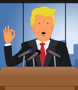 Donald Trump onay konuşma konferans 3d çizim