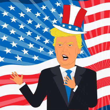 Donald Trump Amerikan bayrağı ile 3d şekil şapka