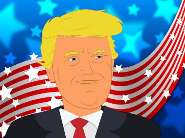 Donald Trump kendini beğenmiş ve bize 3d resimde bayrak
