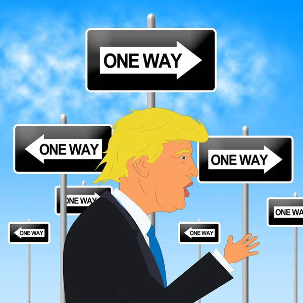 Trump egyirányú jelek változása látható 3D-s illusztráció — Stock Fotó