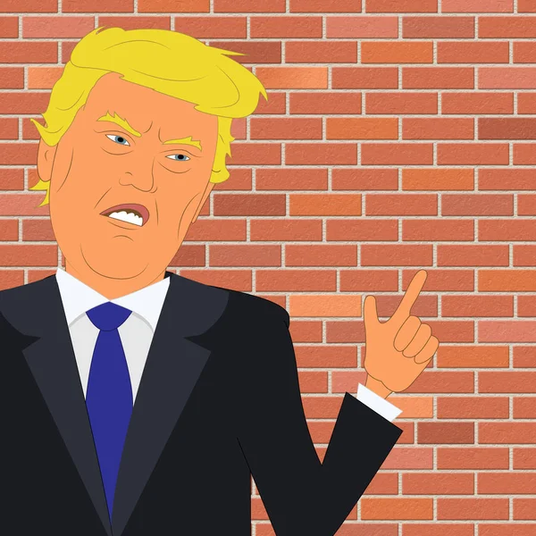 Angry Donald Trump With Wall 3d Illustration — Stock Photo, Image