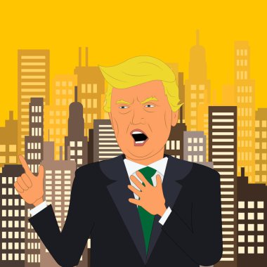Donald Trump söz ve uzun binalar 3d çizim