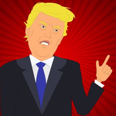 Kızgın Cumhurbaşkanı Donald Trump 3d resimde işaret