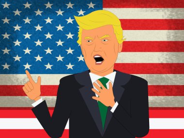 Amerika Birleşik Devletleri Başkanı Donald Trump 3d çizim konuşma
