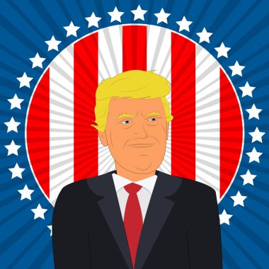 Donald Trump Başkan bayrağı ile 3d çizim çizgili