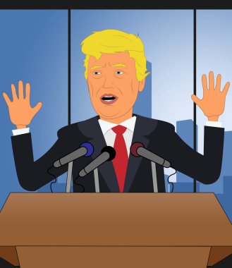 Donald Trump konuşma şehir konferans 3d çizim