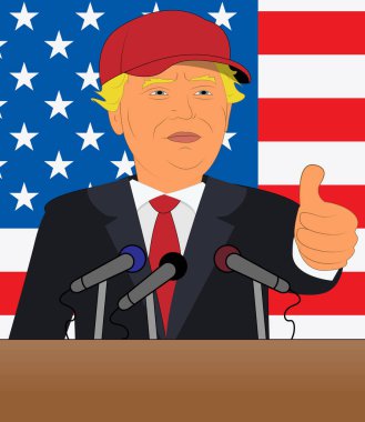 Donald Trump konuşma başparmak toplantısı 3d çizim