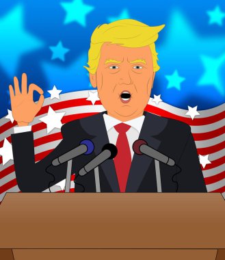 Donald Trump onay konuşma konferans 3d çizim