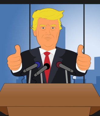 Donald Trump başparmak konuşma konferans 3d çizim