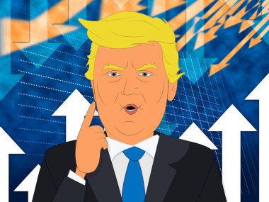 Donald Trump okları gösterir ekonomi başarı 3d çizim
