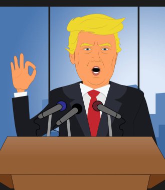 Donald Trump kabul konuşma konferans 3d çizim